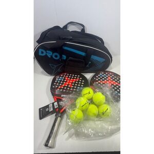 Drop Shot Conqueror 5.0 JR Padel Set 2 Paddles Bag and Balls DB164001 New